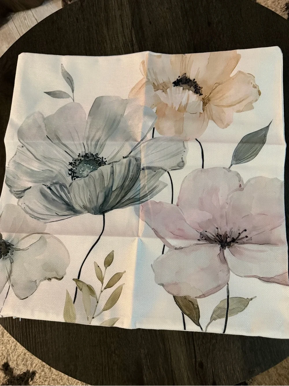 Watercolor Floral Throw Pillow Covers - Soft Neutrals Set of 6